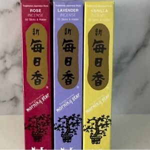 Morning Star 3 PACK Incense Sticks Packs of 50 ROSE LAVENDER VANILLA